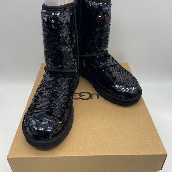 UGG Size 9 (40) Womens Classic Short Stellar Sequin Black Boots New in Box - Picture 15 of 16
